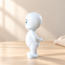 Wooden Little Ghost - Hands Behind Back by Noelino Toys, left side view in a warm natural-light setting.