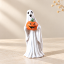 Spooky Ghost - Pumpkin Ghost by Noelino Toys, holds orange jack-o-lantern