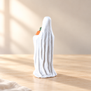 Wooden Spooky Ghost - Pumpkin Ghost by Noelino Toys, rear view in a warm natural-light setting.