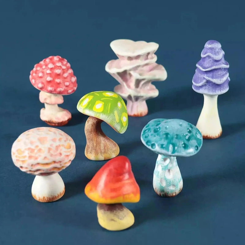 Wooden Fairytale Mushroom - Green