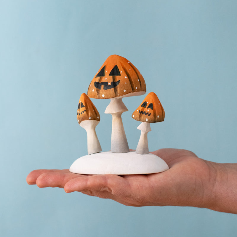 Wooden Pumpkin Mushroom Set