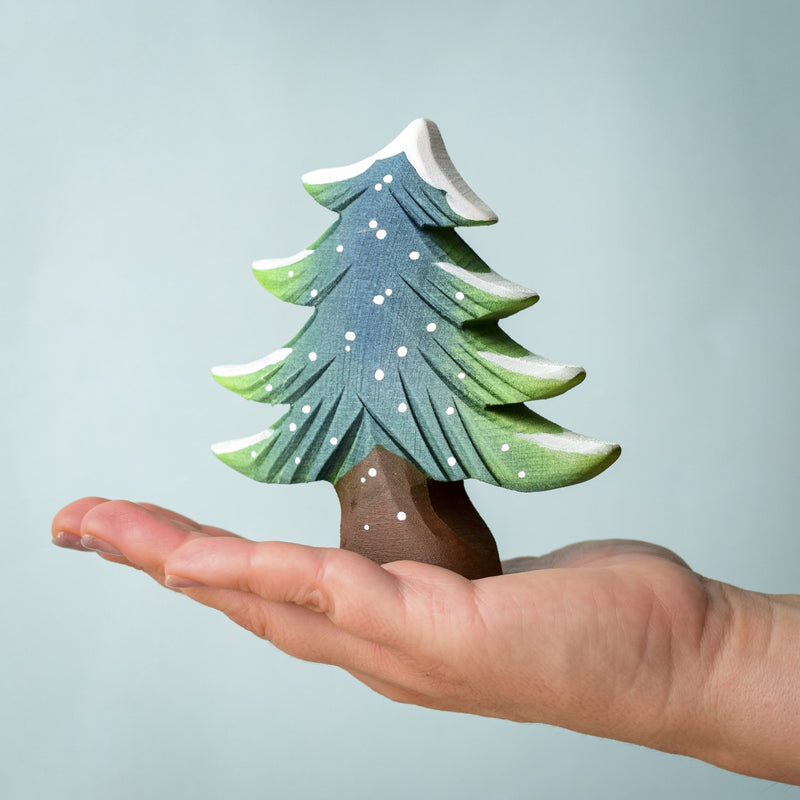 Small Wooden Fir Tree - Snowy