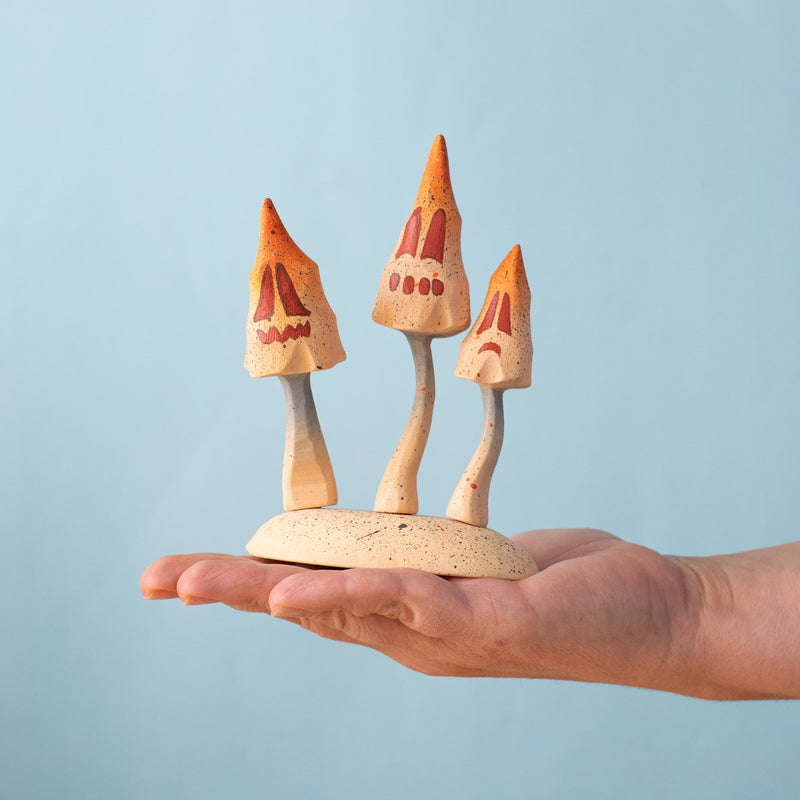 Wooden Spooky Mushroom Set