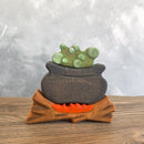 Wooden Cauldron with Fire