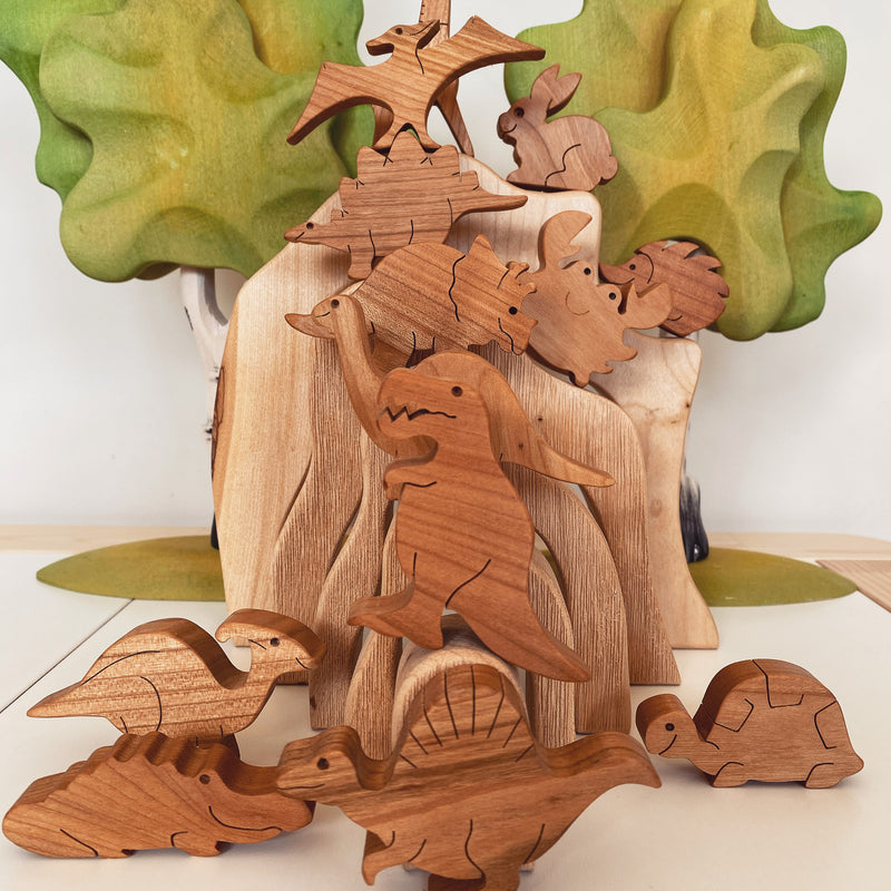 Wooden Stegosaurus Figure