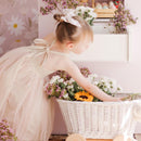 Wicker Pull Cart - White