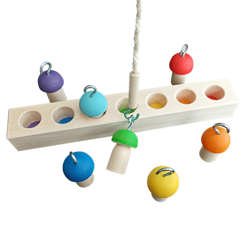 Wooden Mushroom Fishing Game - Rainbow