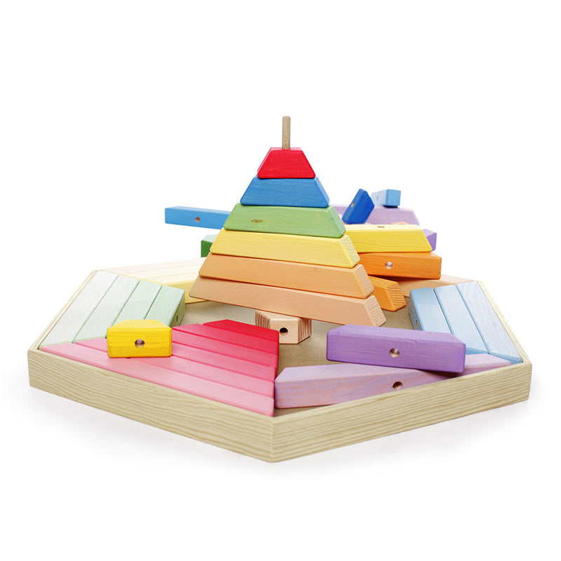 Colourful Wooden Children's Building Puzzle For Early Learning 