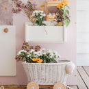 Wicker Pull Cart - White