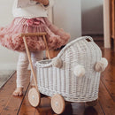 Wicker Dolls Pram - White