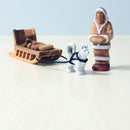 Wooden Eskimo With Sleigh and Dog Set