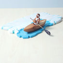 Wooden Eskimo With Canoe