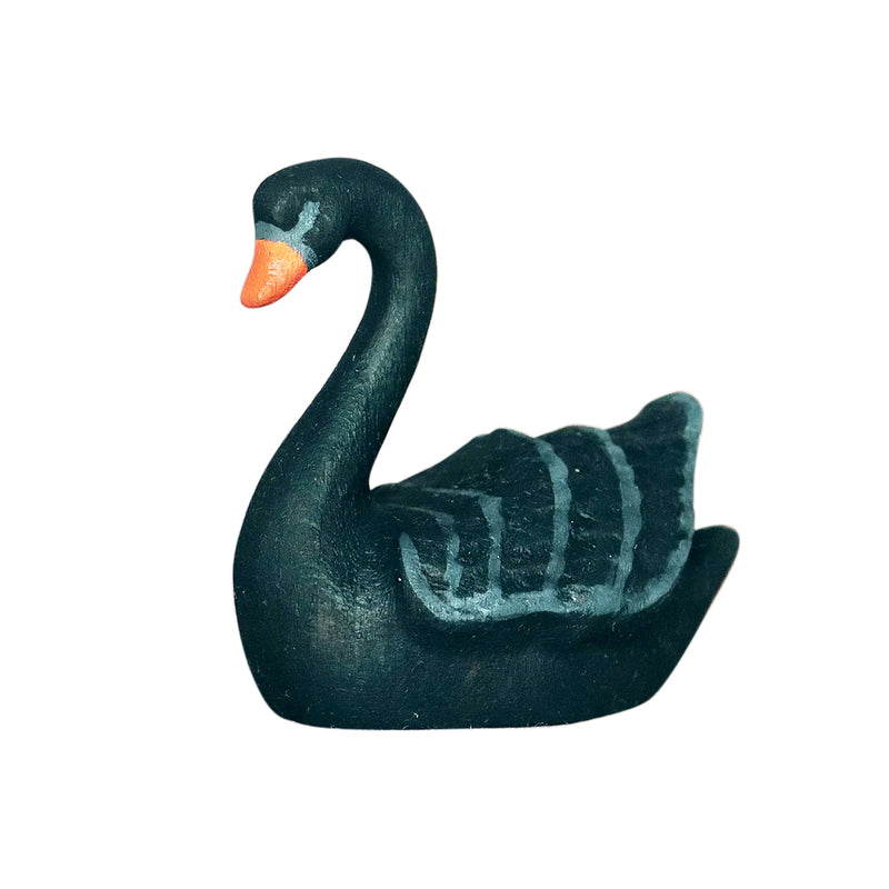 Wooden Black Swan - Swimming