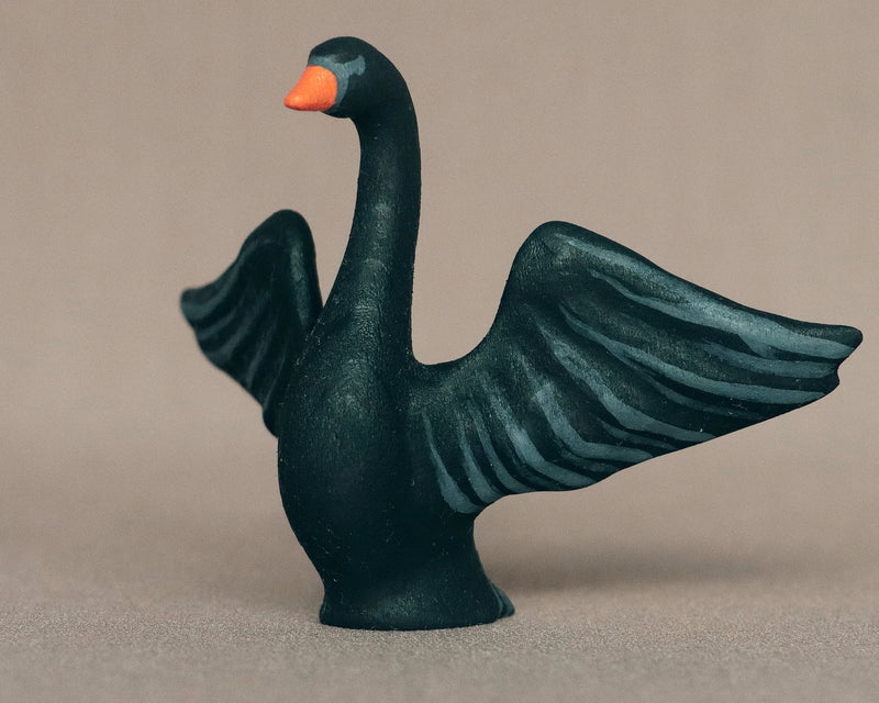 Wooden Black Swan - Flying