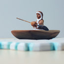Wooden Eskimo With Canoe