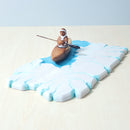 Wooden Eskimo With Canoe