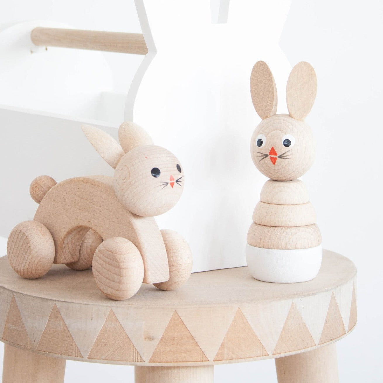 Wooden Rabbit Stacking Puzzle - Happy Go Ducky