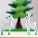 Wooden Deer Fawn - White With Flower
