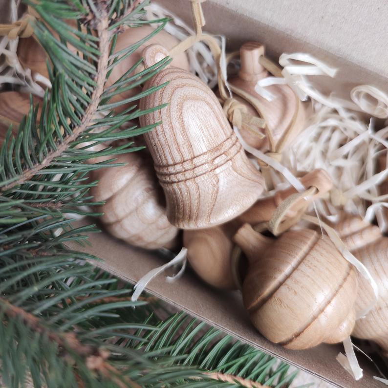 Wooden Christmas Decorations - Set of 10