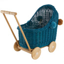 Wicker Dolls Pram - Turquoise