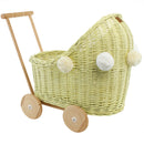 Lilu Wicker Dolls Pram - Lemon