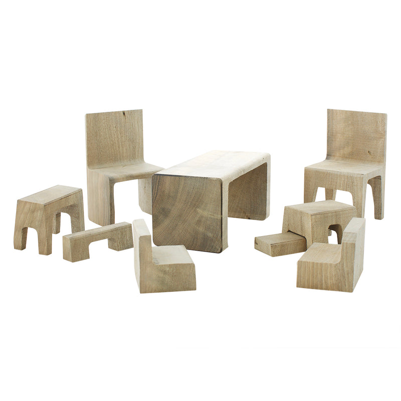 Doll House Furniture Puzzle Set - 9 Pieces (Walnut)