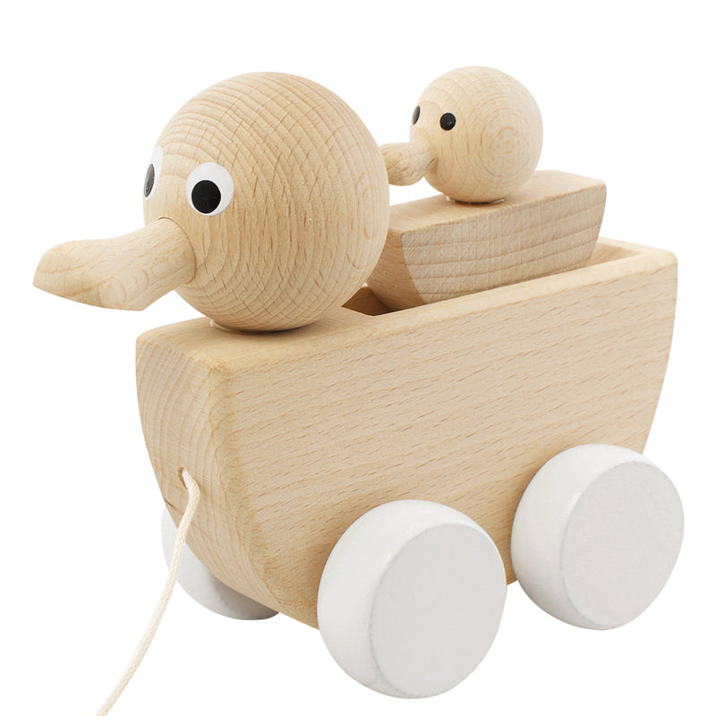 Wooden Pull Along Duck With Duckling - Gretel