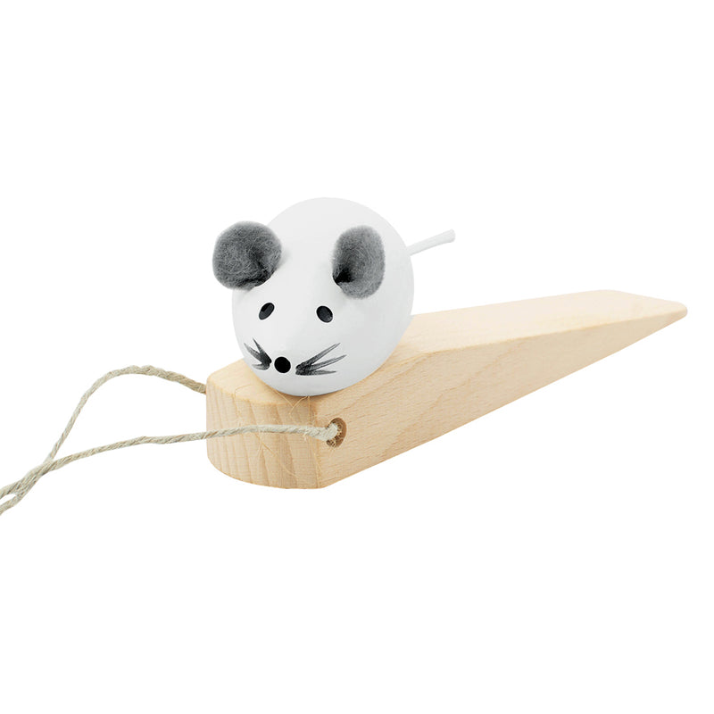 Wooden Door Stopper Mouse - White