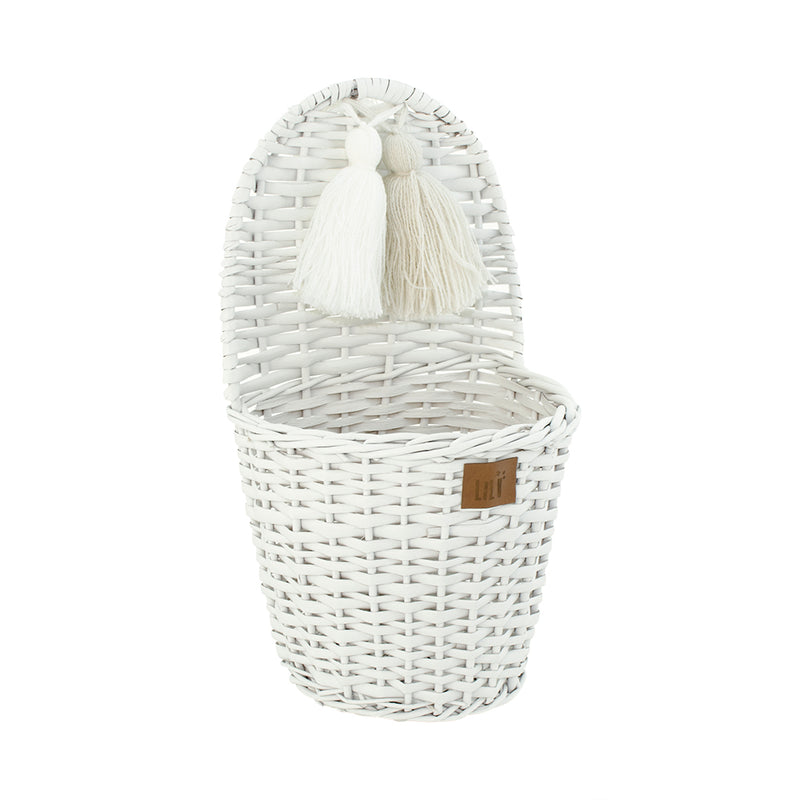 Wicker Wall Basket - White