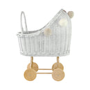 Wicker Dolls Pram High - White
