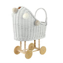 Wicker Dolls Pram High - White
