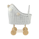 Wicker Dolls Pram High - White