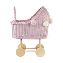 Wicker Dolls Pram High - Dusty Pink