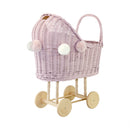 Wicker Dolls Pram High - Dusty Pink