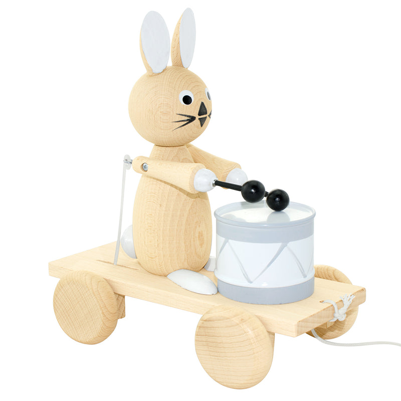 Wooden Pull Along Rabbit With Drum - Mabel