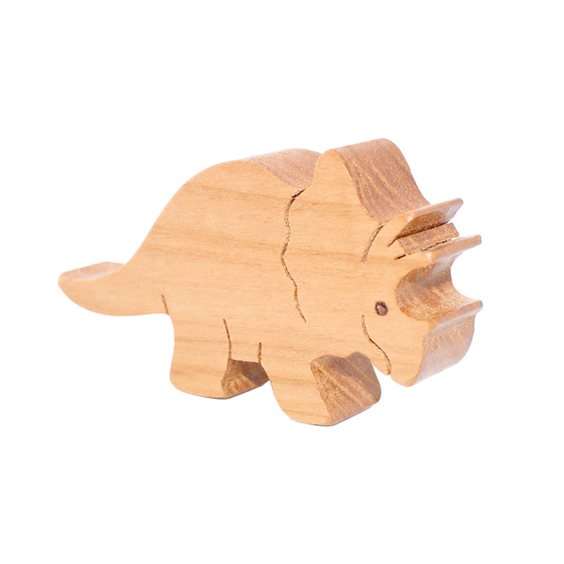 Wooden Triceratops Figure