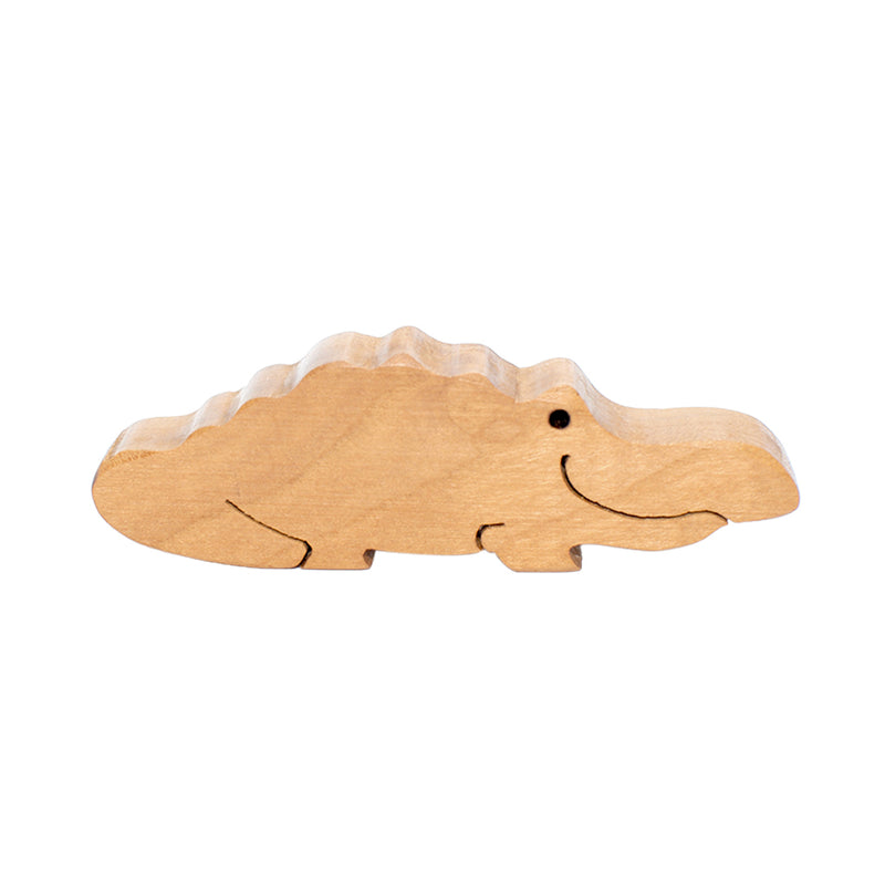 Wooden Crocodile Figure