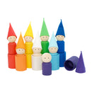 Wooden Peg Dolls With Cups - Rainbow