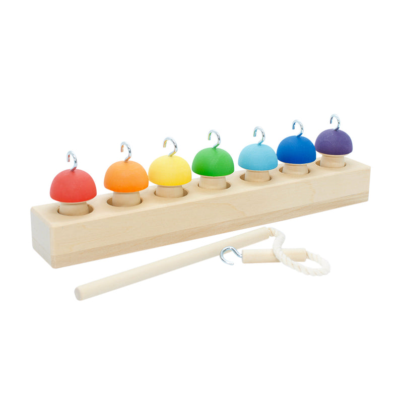 Wooden Mushroom Fishing Game - Rainbow