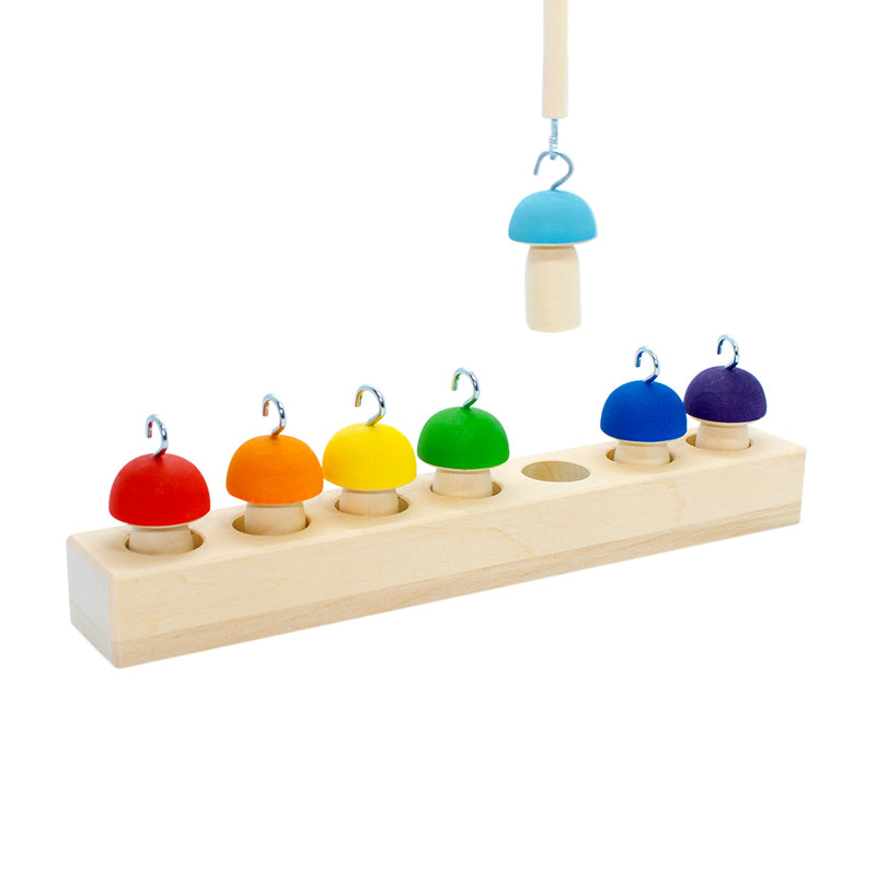 Wooden Mushroom Fishing Game - Rainbow