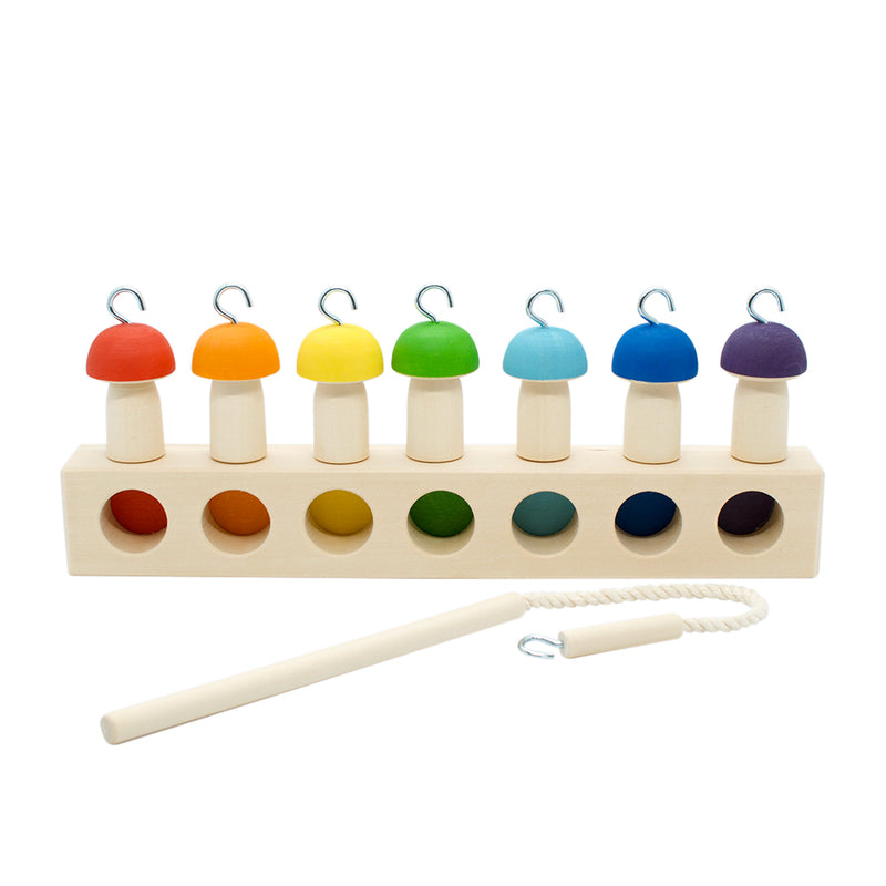 Wooden Mushroom Fishing Game - Rainbow