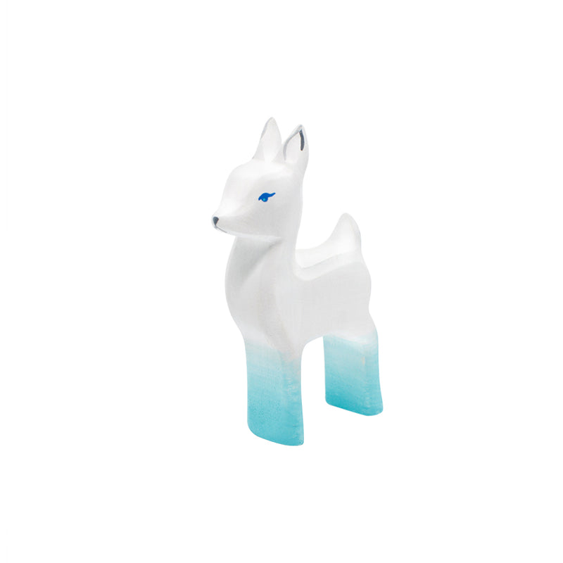 Wooden Deer Fawn - White With Flower