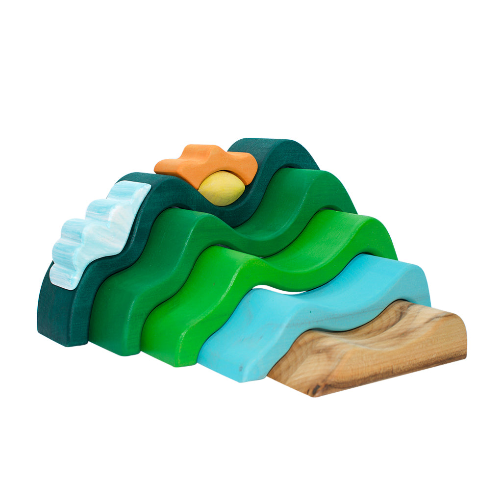 Mountains, Cloud & Sun Stacker | Wooden Toys | Bumbu Toys Australia