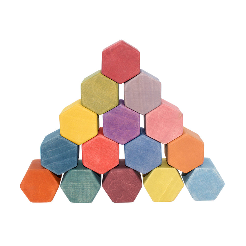 Wooden Honeycomb Blocks - Coloured