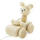 Wooden Pull Along Teddy Bear in Car Toy