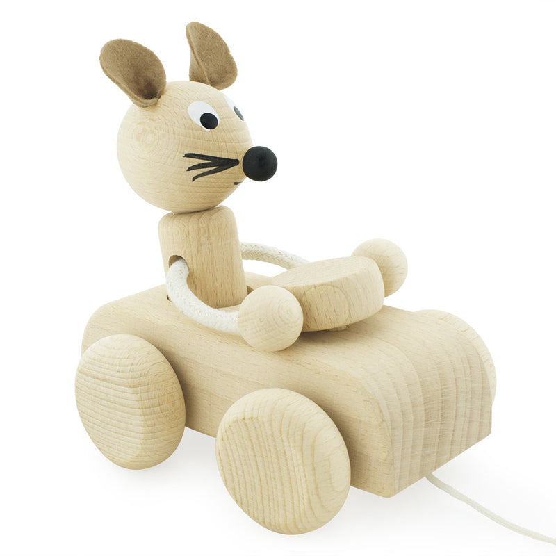 toy wooden push along mouse