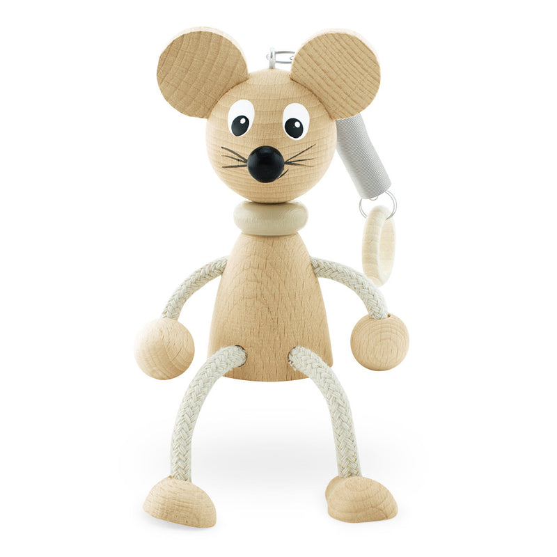 Wooden Toy Mouse On Spring - Happy Go Ducky Toys