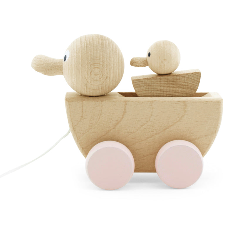Wooden Pull Along Toy Duck With Duckling 