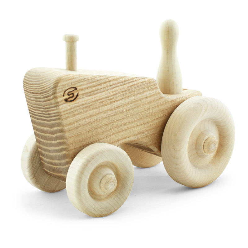 handmade wooden toy tractor
