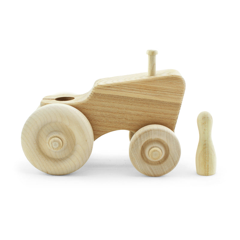 handcrafted wooden toy tractor